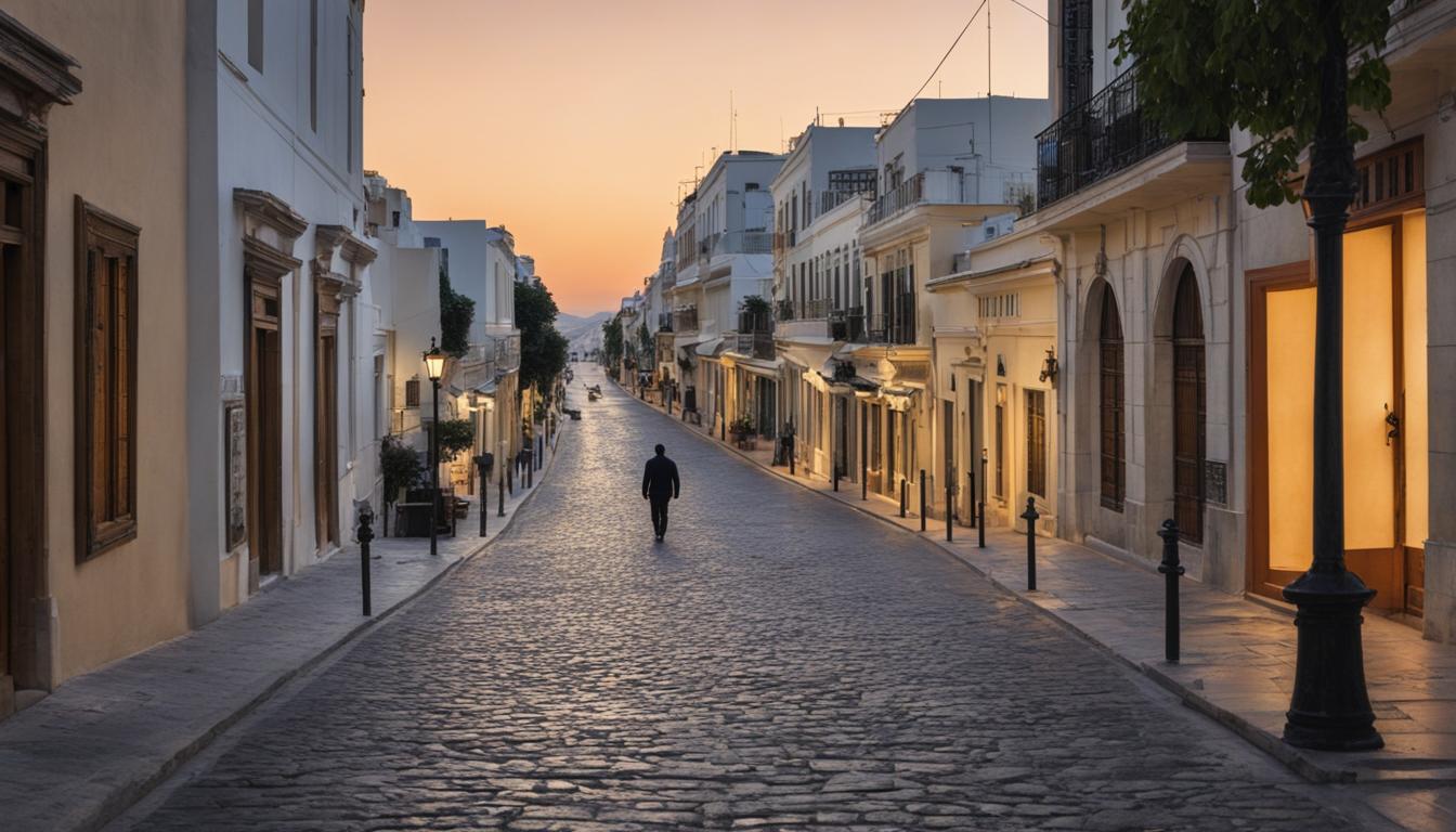 walking in athens at night