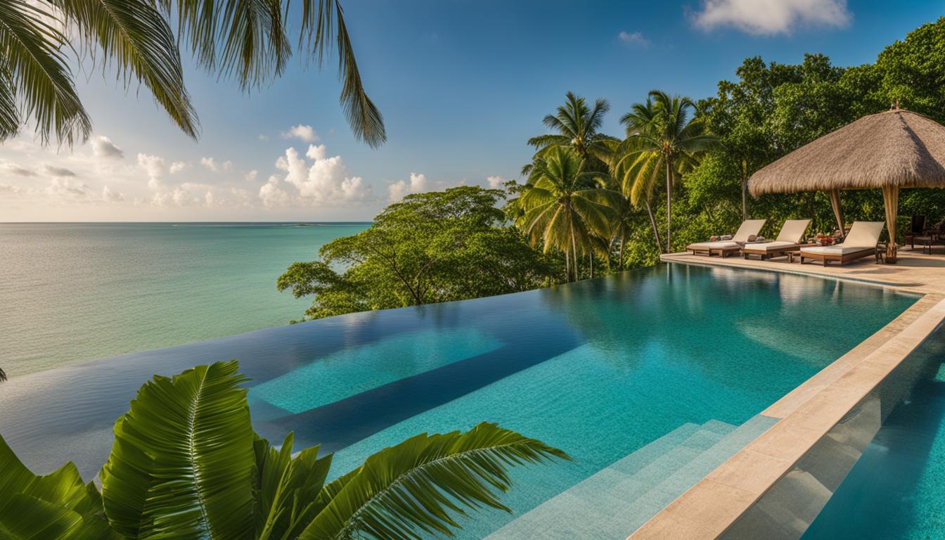 Luxurious Resort Pool Overlooking Ocean in Belize